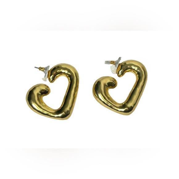 NWT J. Crew Flynn Heart Hoop Earrings with Hypoallergenic Posts - Picture 7 of 11